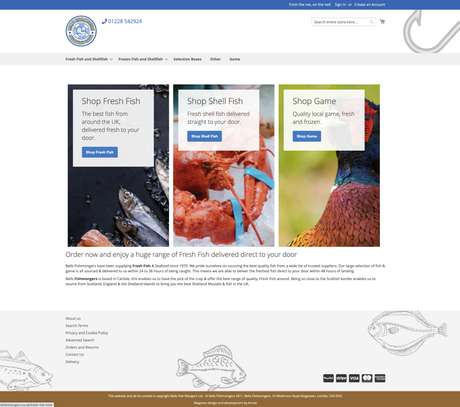 Screenshot of the homepage from the Bells Fishmongers Magento 2 site