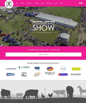 Screenshot of the homepage from the Cumberland Show Drupal site