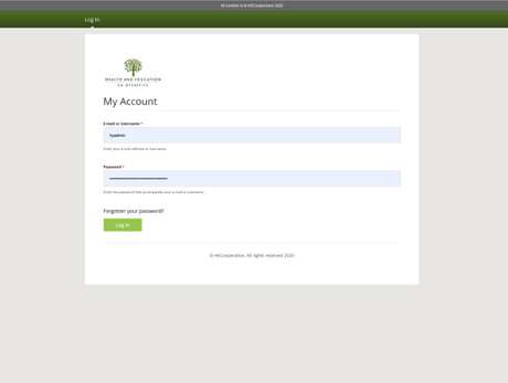 Screenshot of the login page from the HE Cooperative VLE system