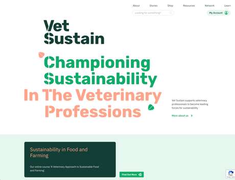 Screenshot of the homepage from the Vet Sustain website